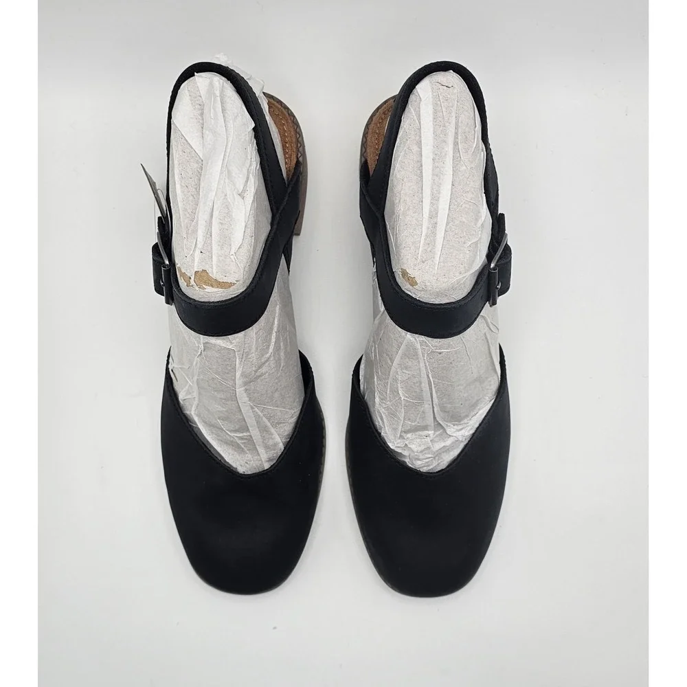 TOMS Jaclyn Slingback Heels Womens Size 9 Black Leather Dress Casual